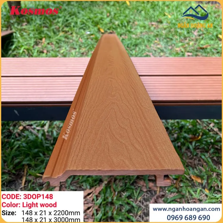 Ốp Trần Ban Công Gỗ Nhựa Ngoài Trời Kosmos 3DOP148X3M Light Wood